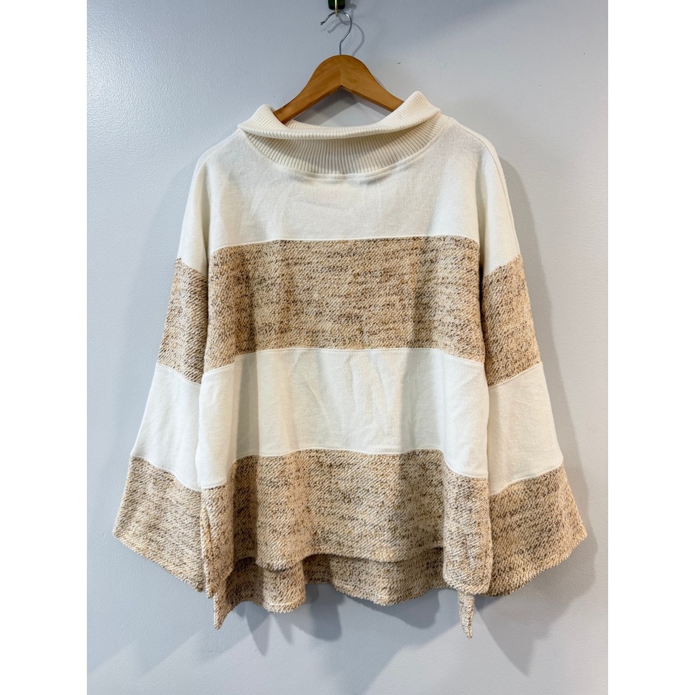 NEW Daily Practice Anthropologie Colorblock Striped Mock Neck Sweater Large